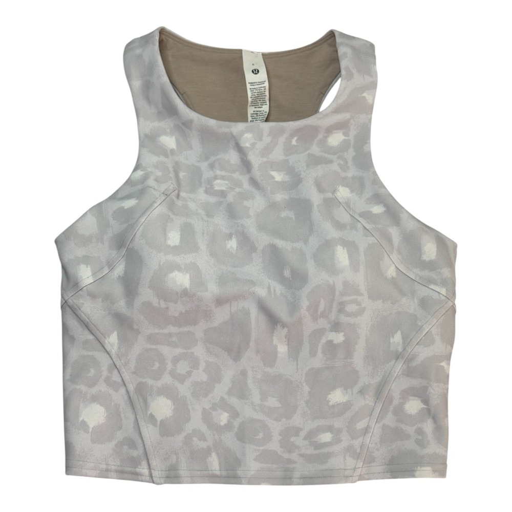 NEW Lululemon Wunder Train Racerback Tank Top Gray Leopard Size 6‎